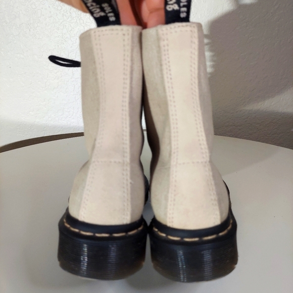 Dr. Martens Page Mix Beige Canvas Lace Up Boots - Picture 11 of 16